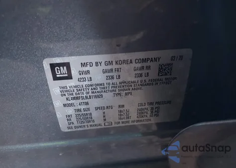 2020 Buick Encore Gx Fwd Essence из США, поврежденный, VIN KL4MMFSL9LB116929